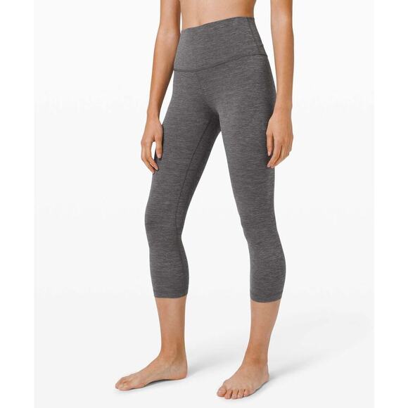 Lululemon Align Crop *21" Heathered Black Womens 8 - Picture 1 of 8